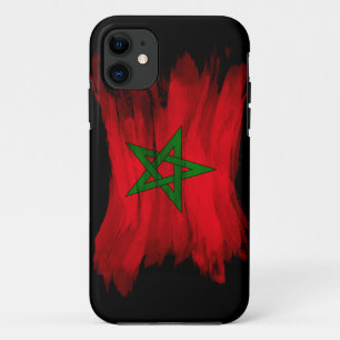 Capa Para iPhone 11 Bandeira marroquina pincel derrame, bandeira nacio