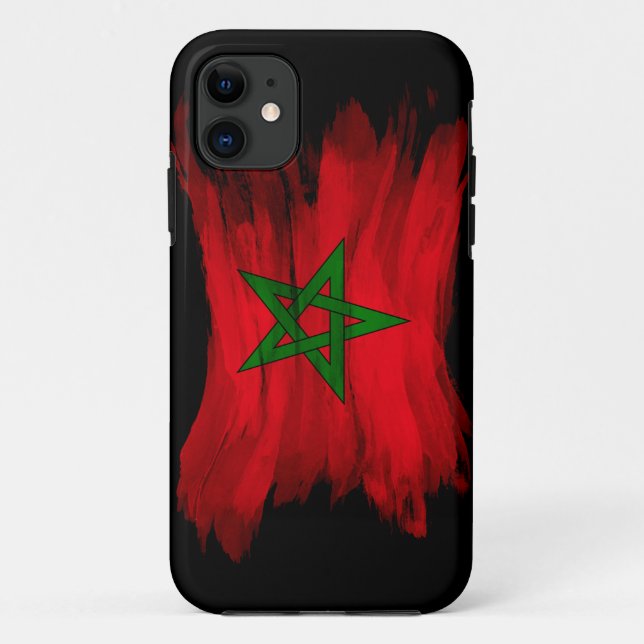 Capa Para iPhone 11 Bandeira marroquina pincel derrame, bandeira nacio (Verso)