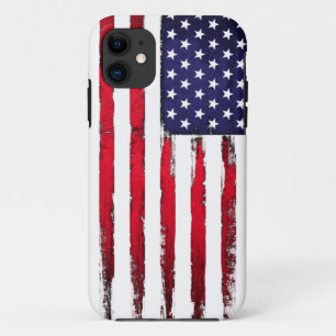 Capa Para iPhone 11 Bandeira patriótica americana do Grunge