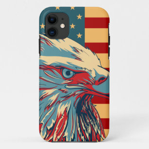 Capa Para iPhone 11 Bandeira patriótica americana retro de Eagle