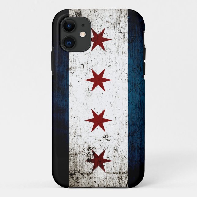 Capa Para iPhone 11 Bandeira preta de Chicago do Grunge (Verso)