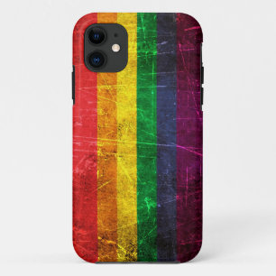 Capa Para iPhone 11 Bandeira riscada e vestida do arco-íris do orgulho