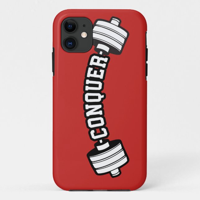 Capa Para iPhone 11 Barbell, CONQUER - Giro Inspiracional de Pesar (Verso)