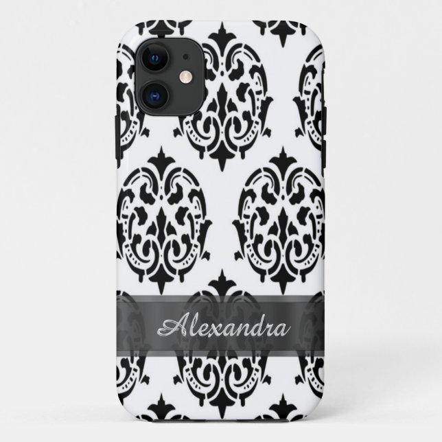 Capa Para iPhone 11 Barramento branco e preto branco personalizado (Verso)