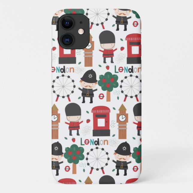 Capa Para iPhone 11 Barramento de Decker Duplo Tema em Londres (Verso)