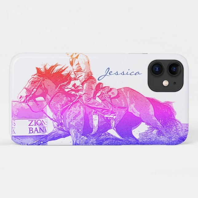 Capa Para iPhone 11 Barrel Racer II (arco-íris) (Verso (horizontal))