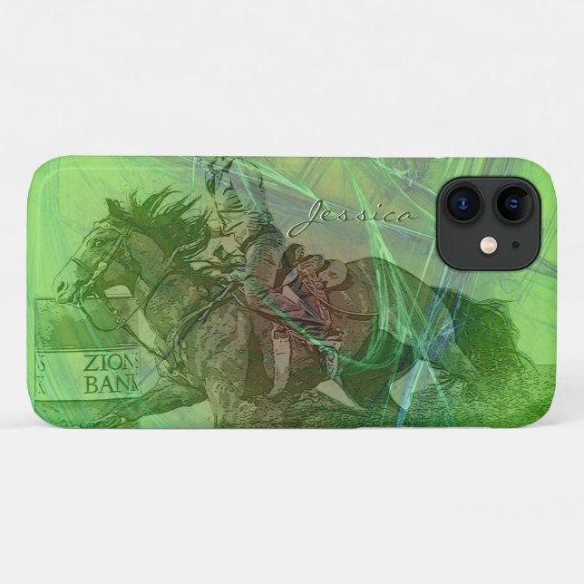 Capa Para iPhone 11 Barrel Racer II (espiral verde) (Verso (horizontal))