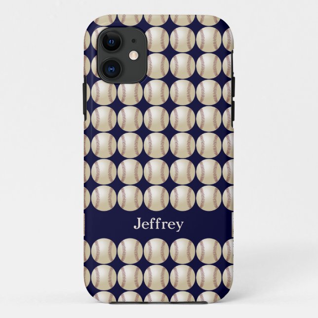 Capa Para iPhone 11 Baseball, Nome Personalizado, (Verso)