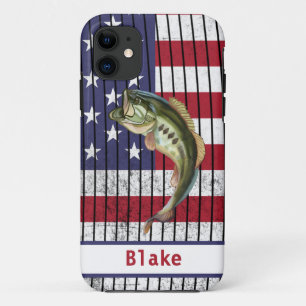 Capa Para iPhone 11 Bass Fisheries USA Flag Name