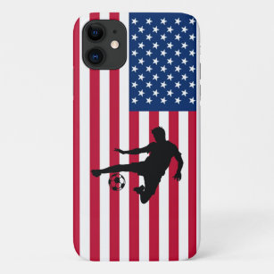 Capa Para iPhone 11 Batedor de Futebol e Bandeira Americana