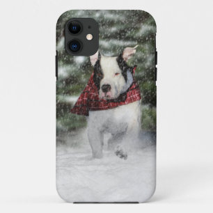 Capa Para iPhone 11 Batedor de Salvamento de Bulldog Piscando na Neve