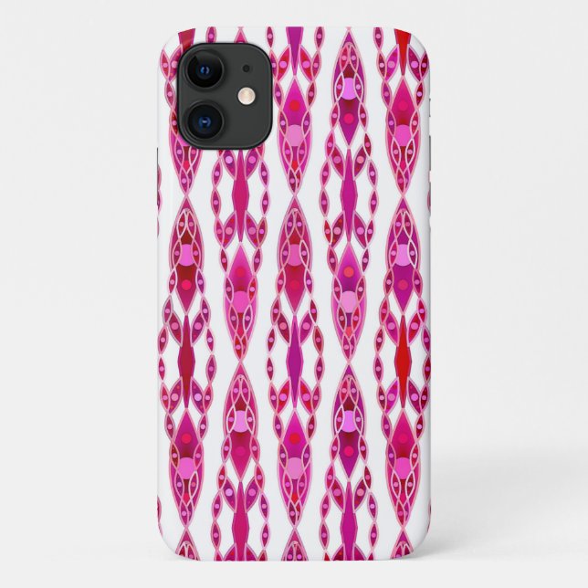 Capa Para iPhone 11 Batik Tribal - Burqundy e Rosa Fuchsia (Verso)
