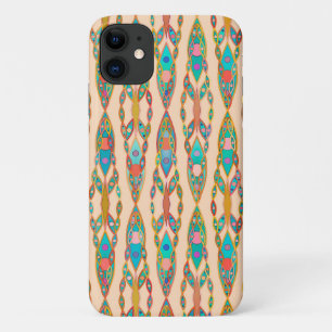 Capa Para iPhone 11 Batik Tribal - Rosa Pêssego e Turquesa