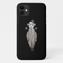 Capa Para iPhone 11 Batom escuro e óculos de visto