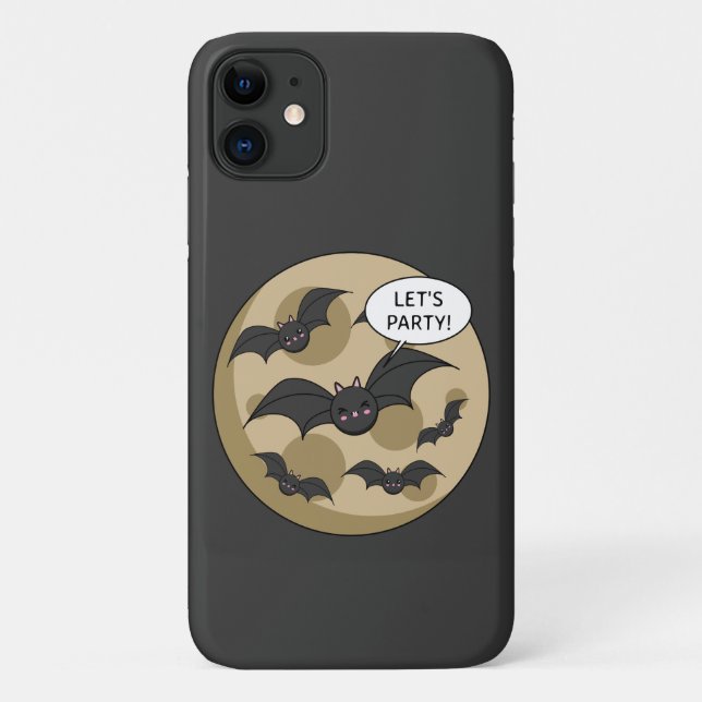 Capa Para iPhone 11 Bats com festa na lua cheia (Verso)