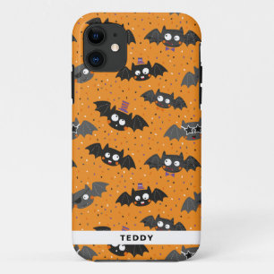 Capa Para iPhone 11 Bats de Halloween bonitos com óculos de sol e chap