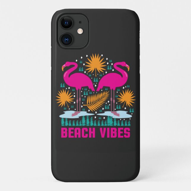 Capa Para iPhone 11 Beach Vibes Pink Flamingos-19501 (Verso)