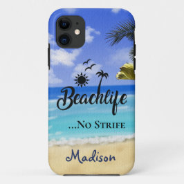 Capa Para iPhone 11 Beachlife No Strife aspas de verão palmeiras d