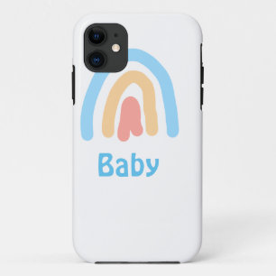 Capa Para iPhone 11 bebê arco-íris laranja azul adicionar texto nome