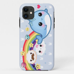 Capa Para iPhone 11 Bebê bonito narwhal com arco-íris, nuvens e