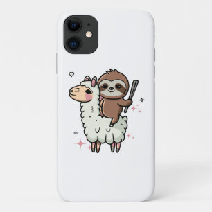 Capa Para iPhone 11 Bebê Preguiça e Lhama Fofos