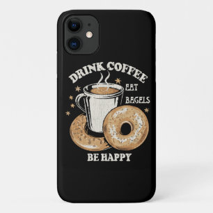 Capa Para iPhone 11 Beber Café Comer Bagels Ser Feliz