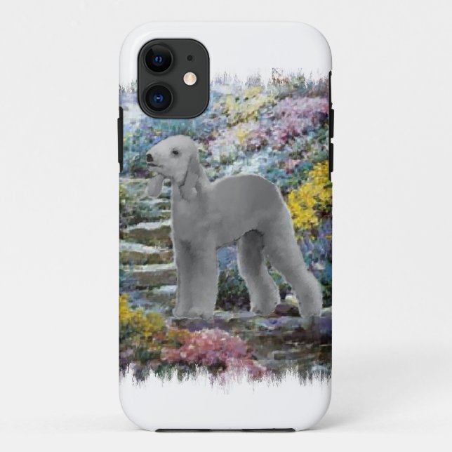 Capa Para iPhone 11 Bedlington Terrier Summer Garden Art (Verso)