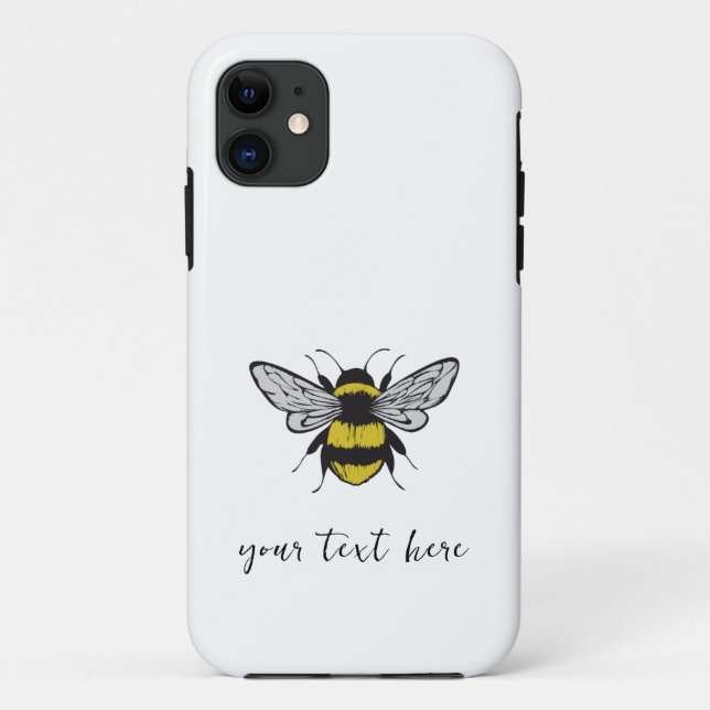 Capa Para iPhone 11 Bee Illustration - adicione seu próprio texto (Verso)