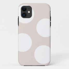 Capa Para iPhone 11 Bege com Grandes Bolinhas Brancas