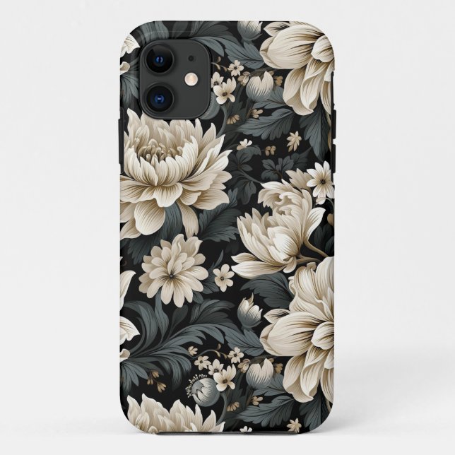 Capa Para iPhone 11 Beige Botânico, lindo, natureza, floral (Verso)