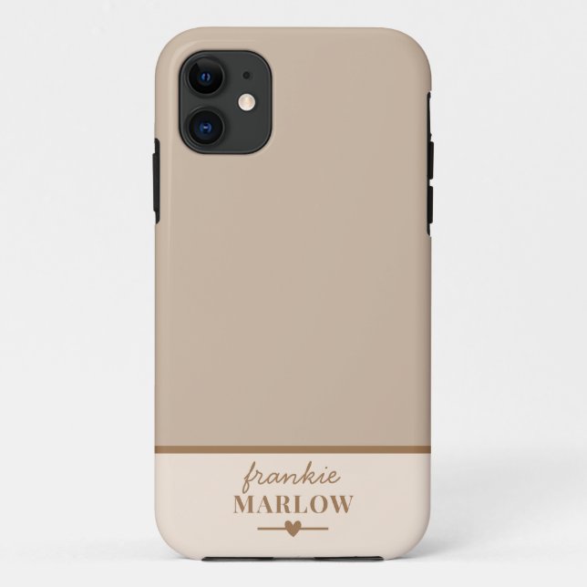 Capa Para iPhone 11 Beige Minimal Moderno Nome do Monograma Inicial (Verso)