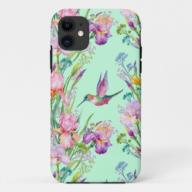Capa Para iPhone 11 Beija-flor No Jardim (Verso)