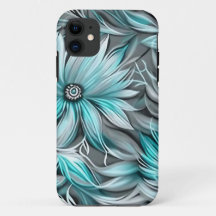 Bela Estampa Floral Azul Turquesa