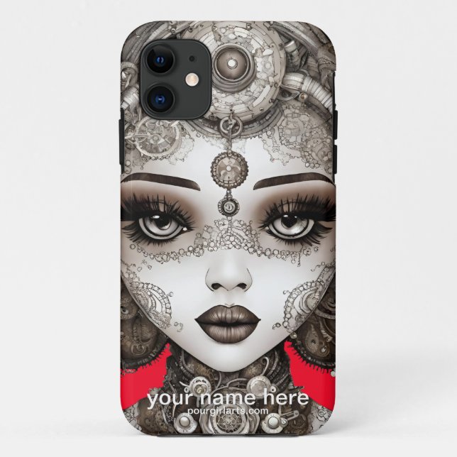 CAPA PARA iPhone 11 BELA FAIRY FACE STEAMPUNK PRETO BRANCO (Verso)