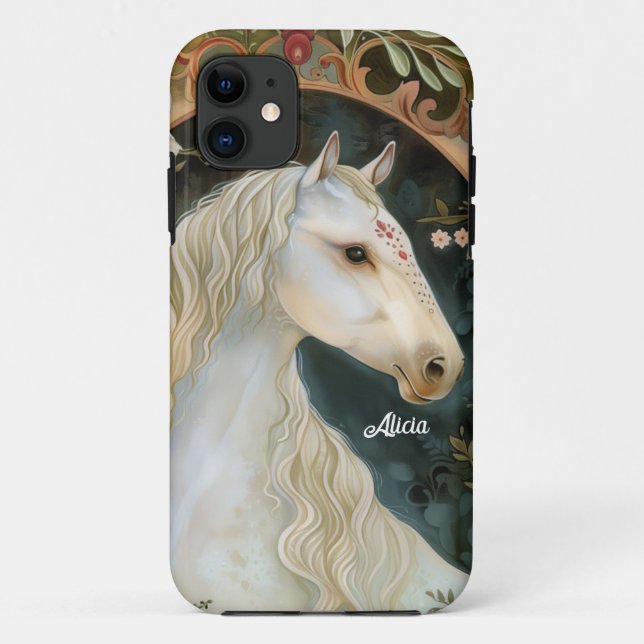 Capa Para iPhone 11 Bela Fantasia Cavalo Branco (Verso)