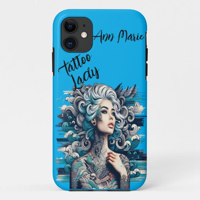 Capa Para iPhone 11 Bela Mulher Tatuada Personalizável  (Verso)