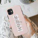 Capa Para iPhone 11 Beleza Rosa Moderna Pastel Personalizada Seu Nome<br><div class="desc">Beleza Rosa Moderna Pastel Personalizada Seu Nome</div>
