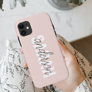 Capa Para iPhone 11 Beleza Rosa Moderna Pastel Personalizada Seu Nome