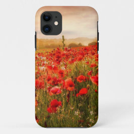 Capa Para iPhone 11 Belo caso de campo de papoila vermelha