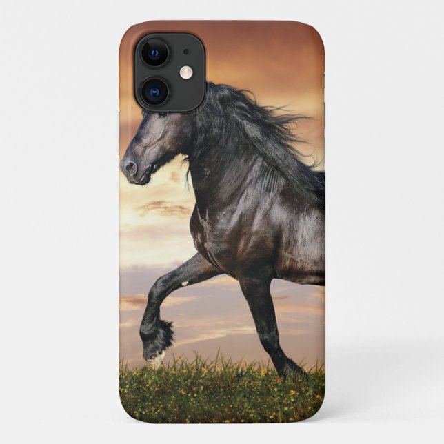 Capa Para iPhone 11 Belo Cavalo Negro (Verso)