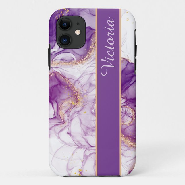 Capa Para iPhone 11 Belo Fundo Puro de Aquarela, Ouros (Verso)