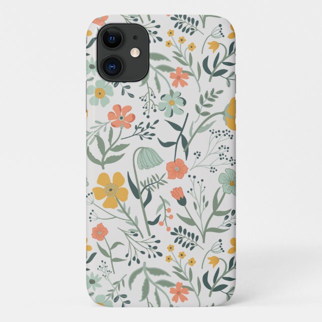 Capa Para iPhone 11 Belo Padrão Botânico Floral (Verso)