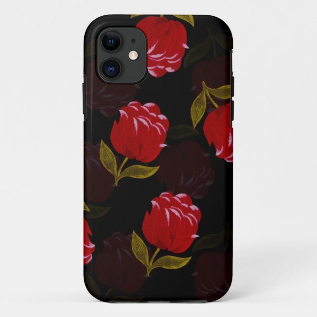 Capa Para iPhone 11 Belo padrão de bordados de rosas translúcidos (Verso)