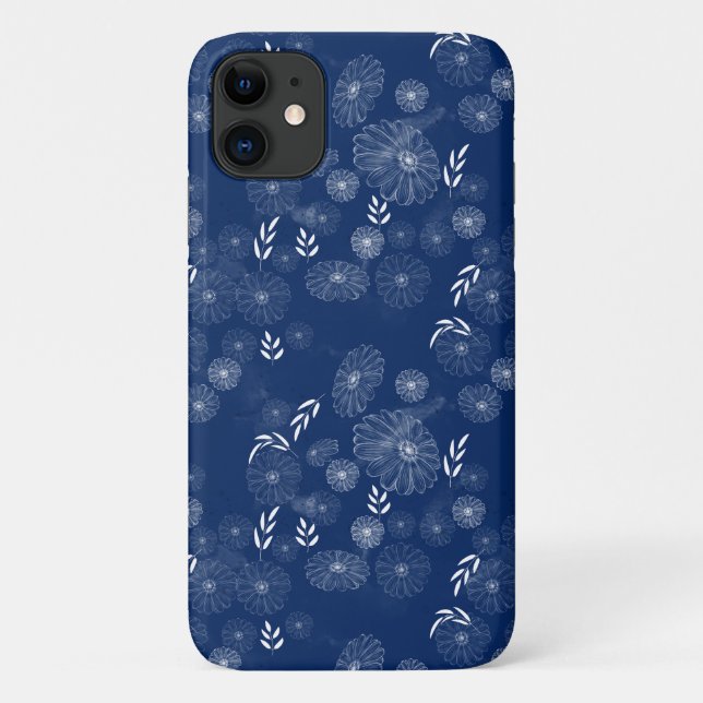 Capa Para iPhone 11 Belo Padrão de Dodles de Flor Selvagem (Verso)