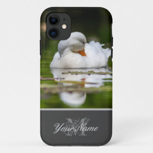 Capa Para iPhone 11 Belo pato branco nadando no lago de jardim!