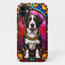 Capa Para iPhone 11 Belo Retrato de Cachorro em Obra de Arte de Vidro