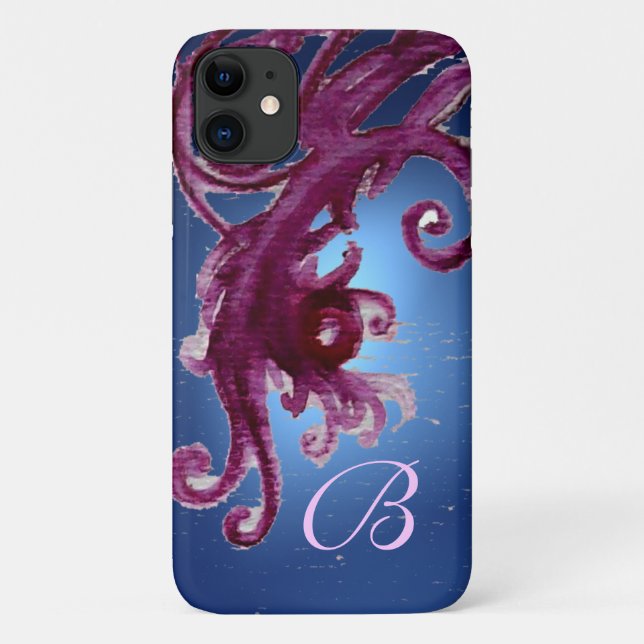 CAPA PARA iPhone 11 BERROS AZUIS E MONOGRAMAS FLORAIS (Verso)