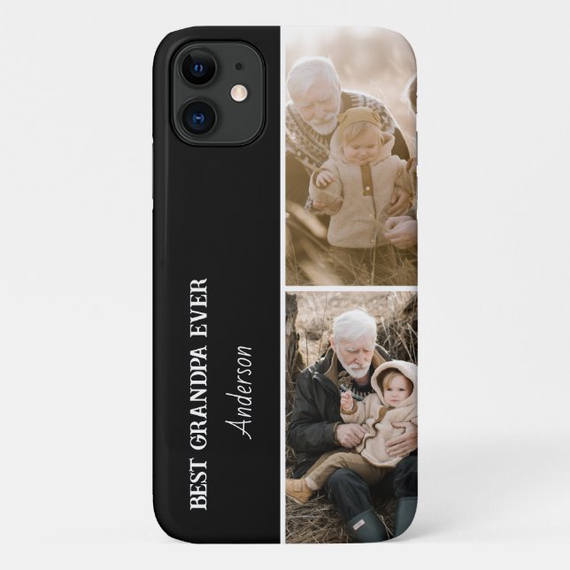Capa Para iPhone 11 Best Grandpa Ever Modern 2Photo Collage  (Verso)