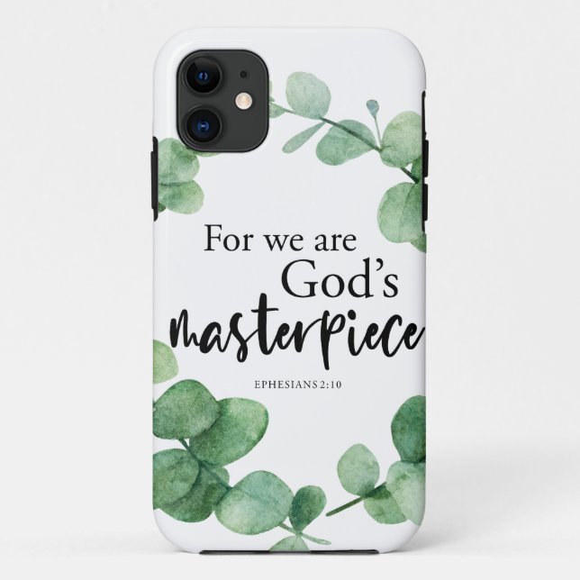 Capa Para iPhone 11 Bíblia Eucalyptus, obra-prima de Deus e fé cristã (Verso)