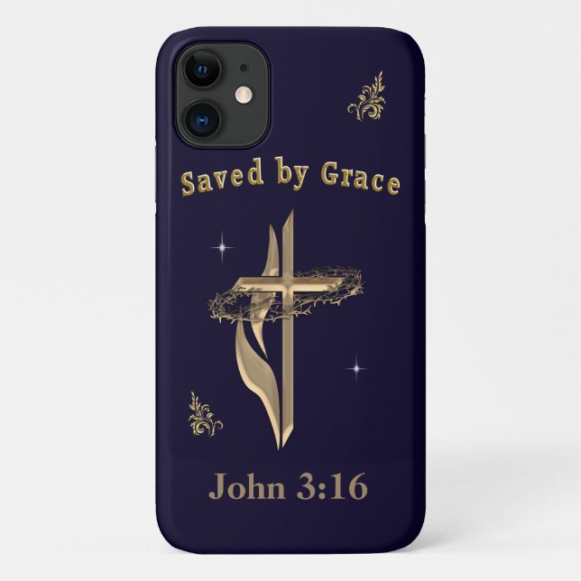 Capa Para iPhone 11 Bíblia Verso salvo pela Grace (Verso)